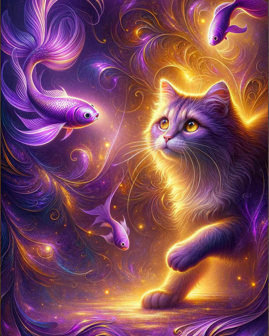Diamond Painting - Katze und Fische Freunde