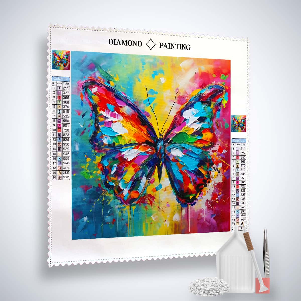 AB Diamond Painting - Schmetterling Abstrakt Farbenfroh - gedruckt in Ultra-HD - AB Diamond, Neu eingetroffen, Quadratisch, Schmetterling, Tiere