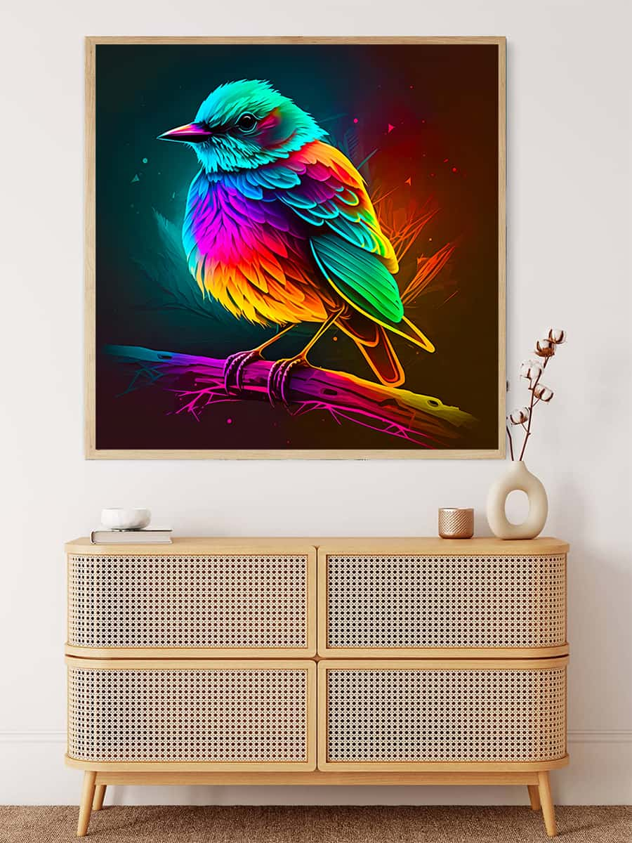 AB Diamond Painting - Zaubervogel farbenfroh - gedruckt in Ultra-HD - AB Diamond, Neu eingetroffen, Quadratisch, Tiere