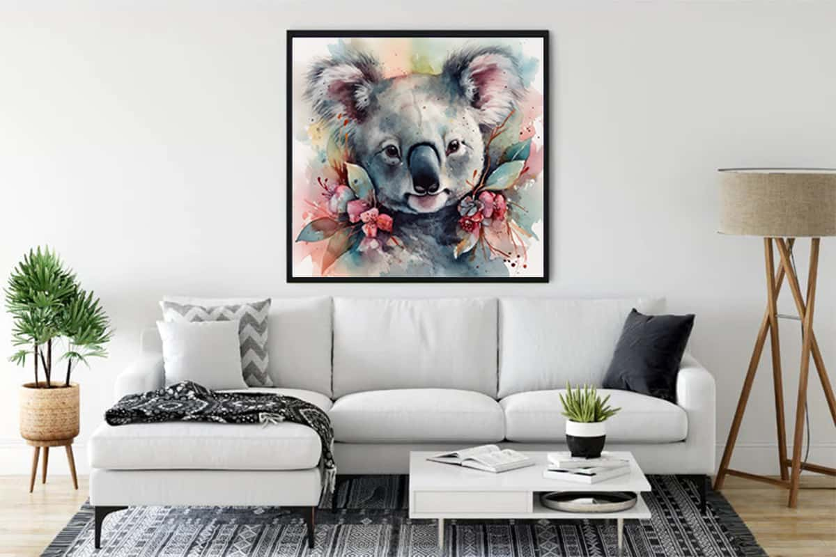 Diamond Painting - Kuscheliger Koala - gedruckt in Ultra-HD - Aquarell, Koala, Neu eingetroffen, Quadratisch, Tiere