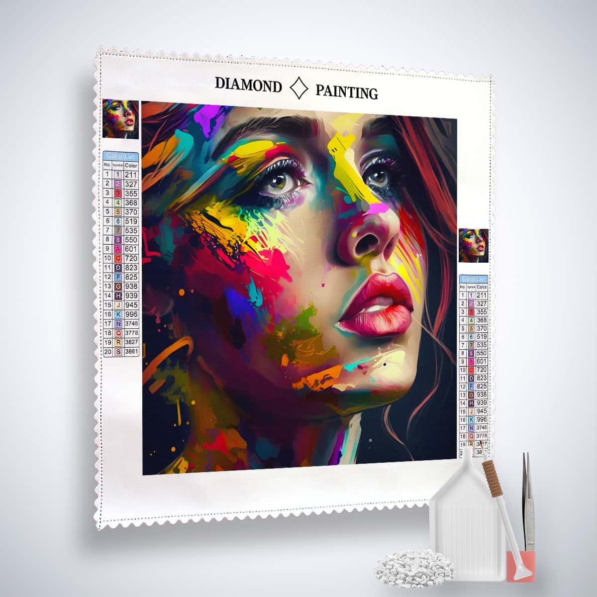 AB Diamond Painting - Frau mit Farben - gedruckt in Ultra-HD - AB Diamond, Menschen, Neu eingetroffen, Quadratisch