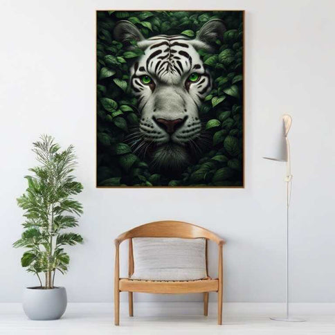 Diamond Painting - Weißer Tiger grüne Augen