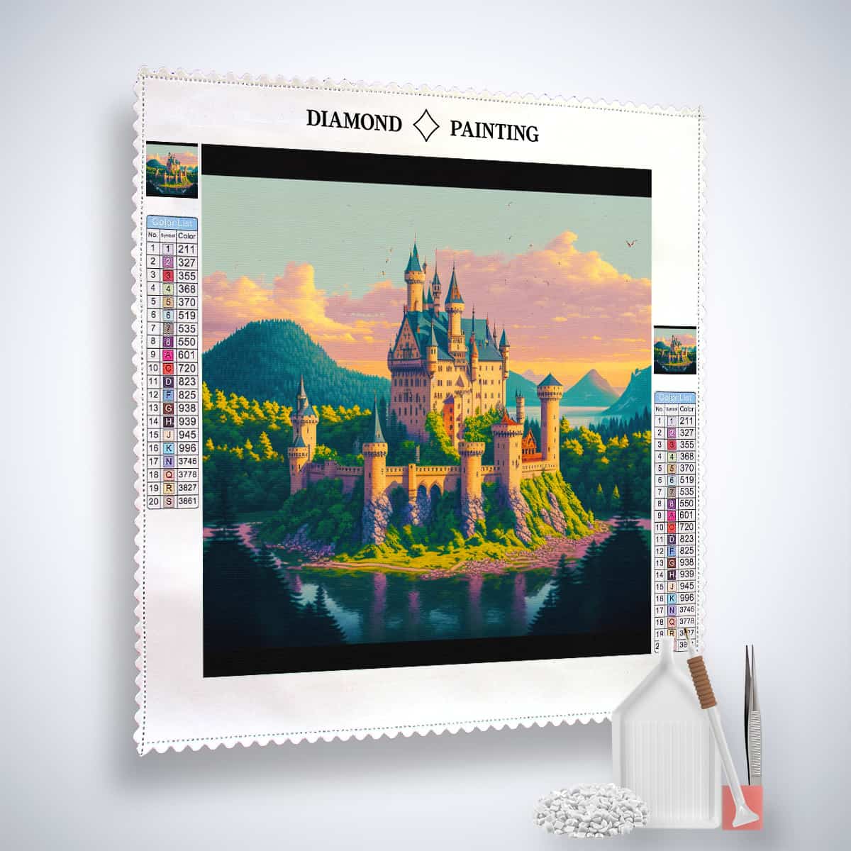 Diamond Painting - Märchenschloss - gedruckt in Ultra-HD - Fantasy, Neu eingetroffen, Quadratisch, Schloss