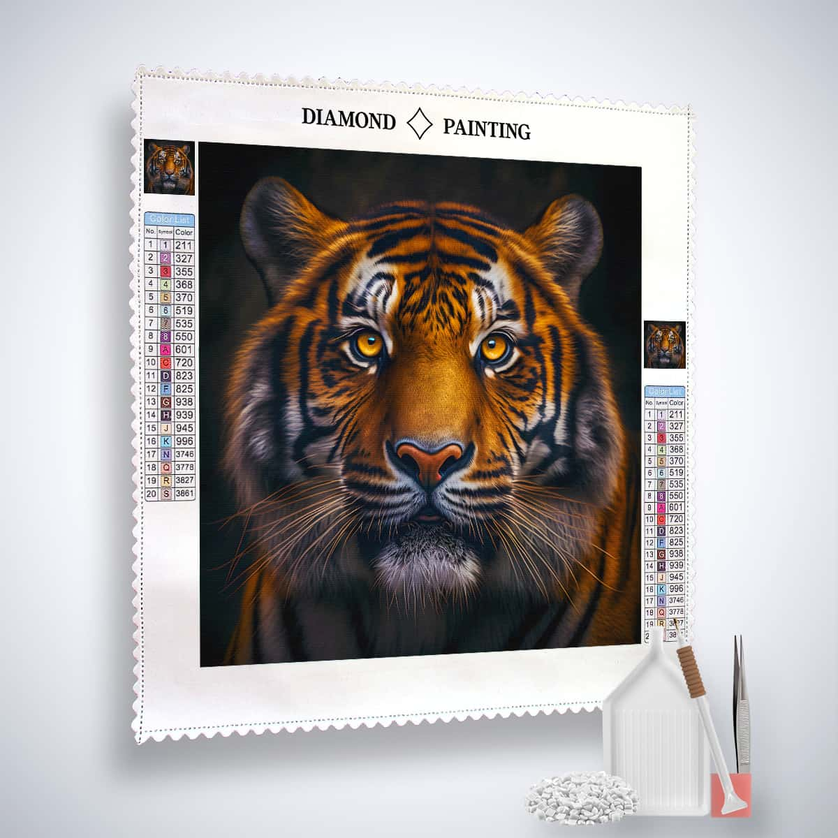 Diamond Painting - Tiger frontaler Blick - gedruckt in Ultra-HD - Neu eingetroffen, Quadratisch, Tiere, Tiger