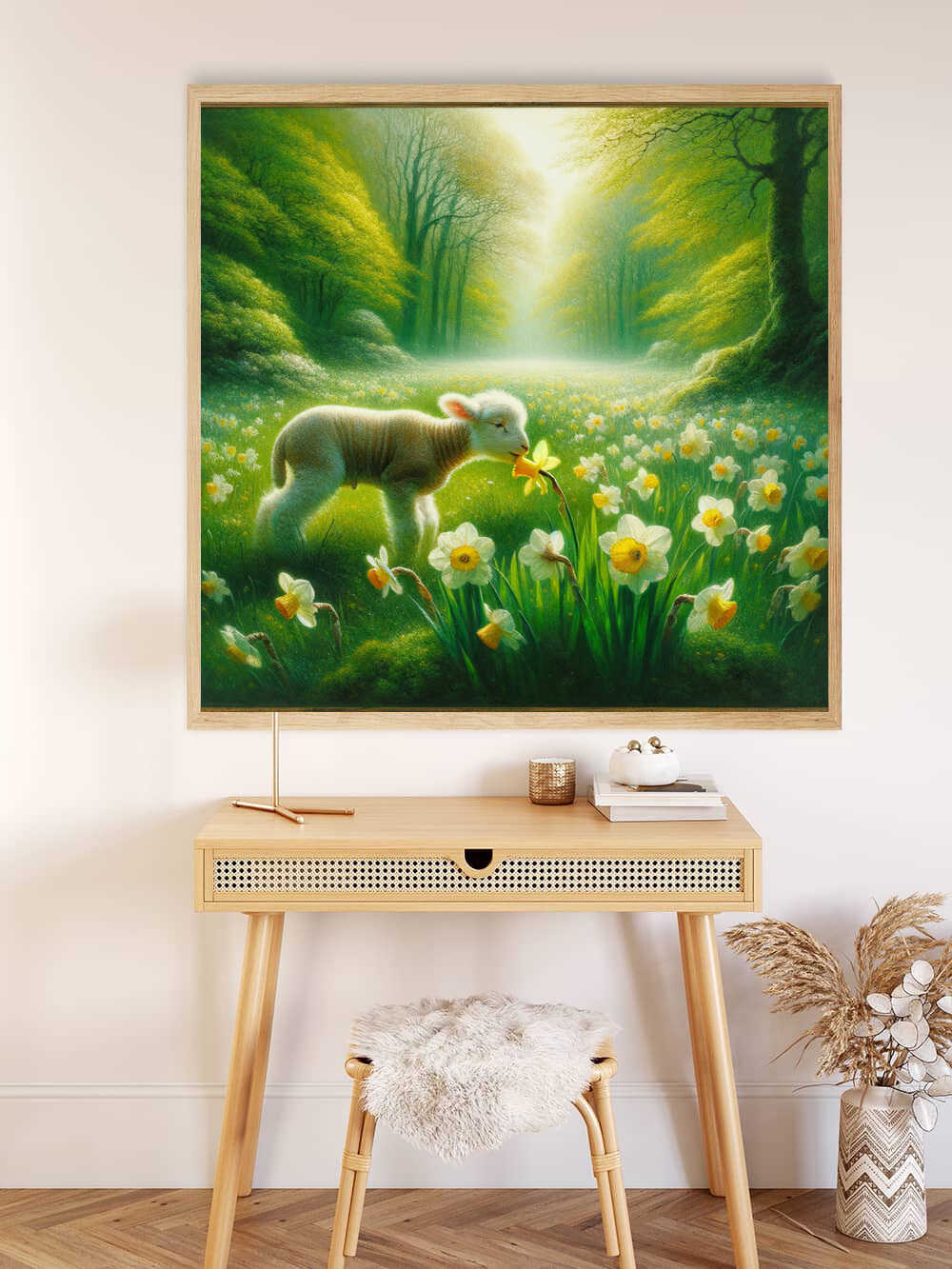 Diamond Painting - Kleines Lamm mit Blume