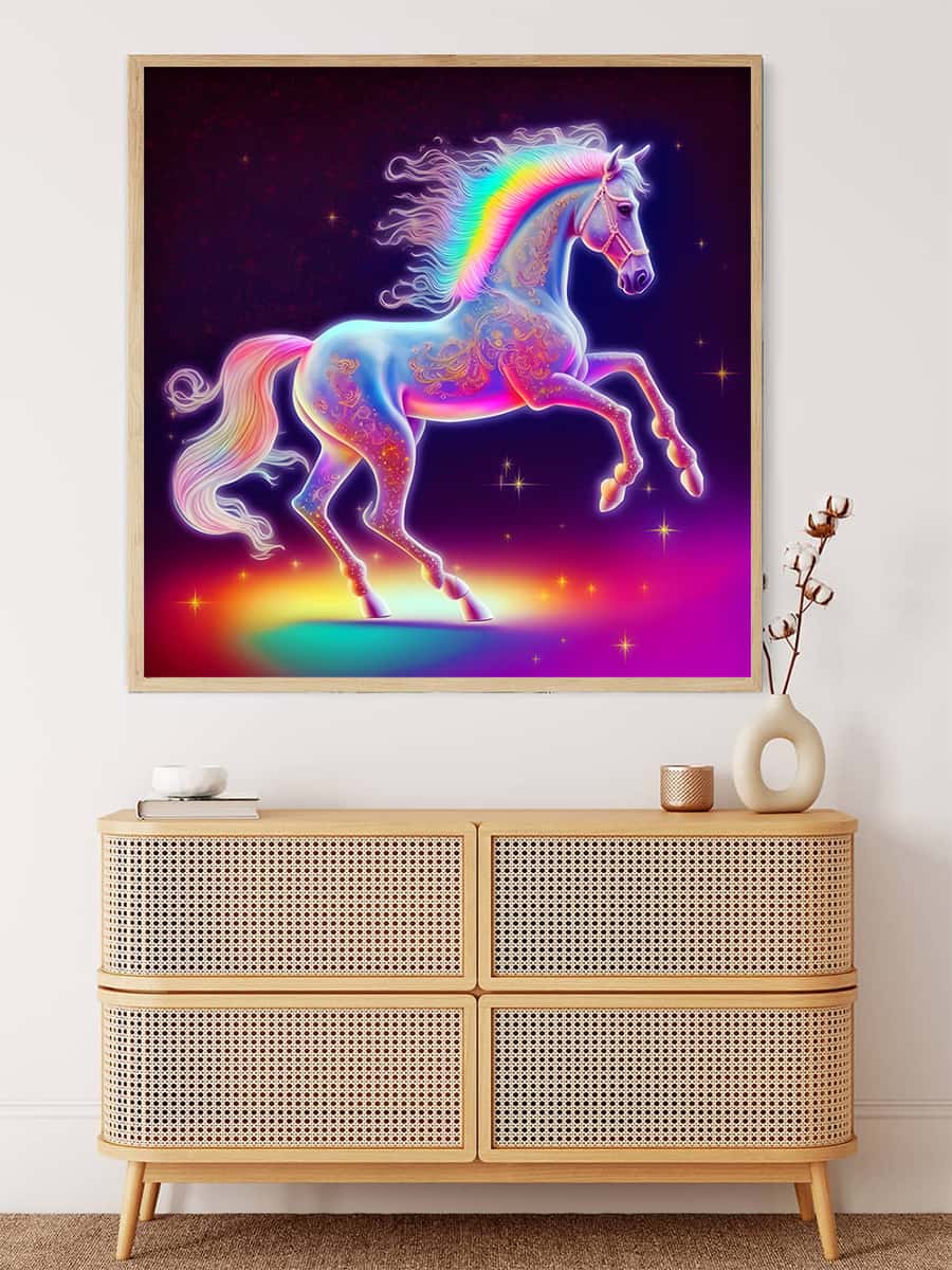 Malen nach Zahlen - Einhornliebe Bunt - hochwertige Leinwand - 170523, Einhorn, Fantasy, Neu eingetroffen, Quadratisch