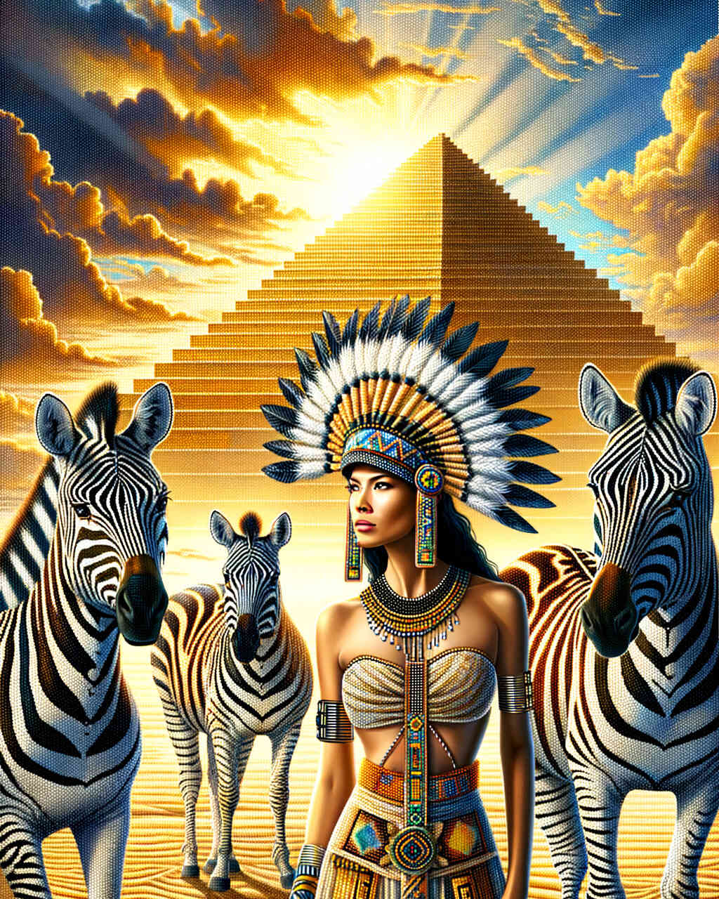 Diamond Painting - Zebra und Tempel