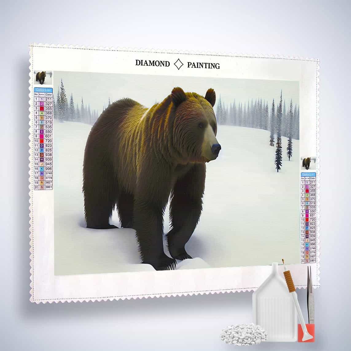 Diamond Painting - Braunbär im Winter - gedruckt in Ultra-HD - Bär, Horizontal, Tiere