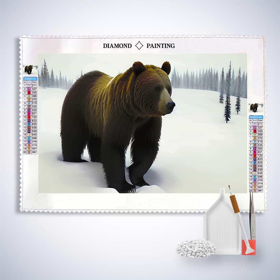 Diamond Painting - Braunbär im Winter - gedruckt in Ultra-HD - Bär, Horizontal, Tiere