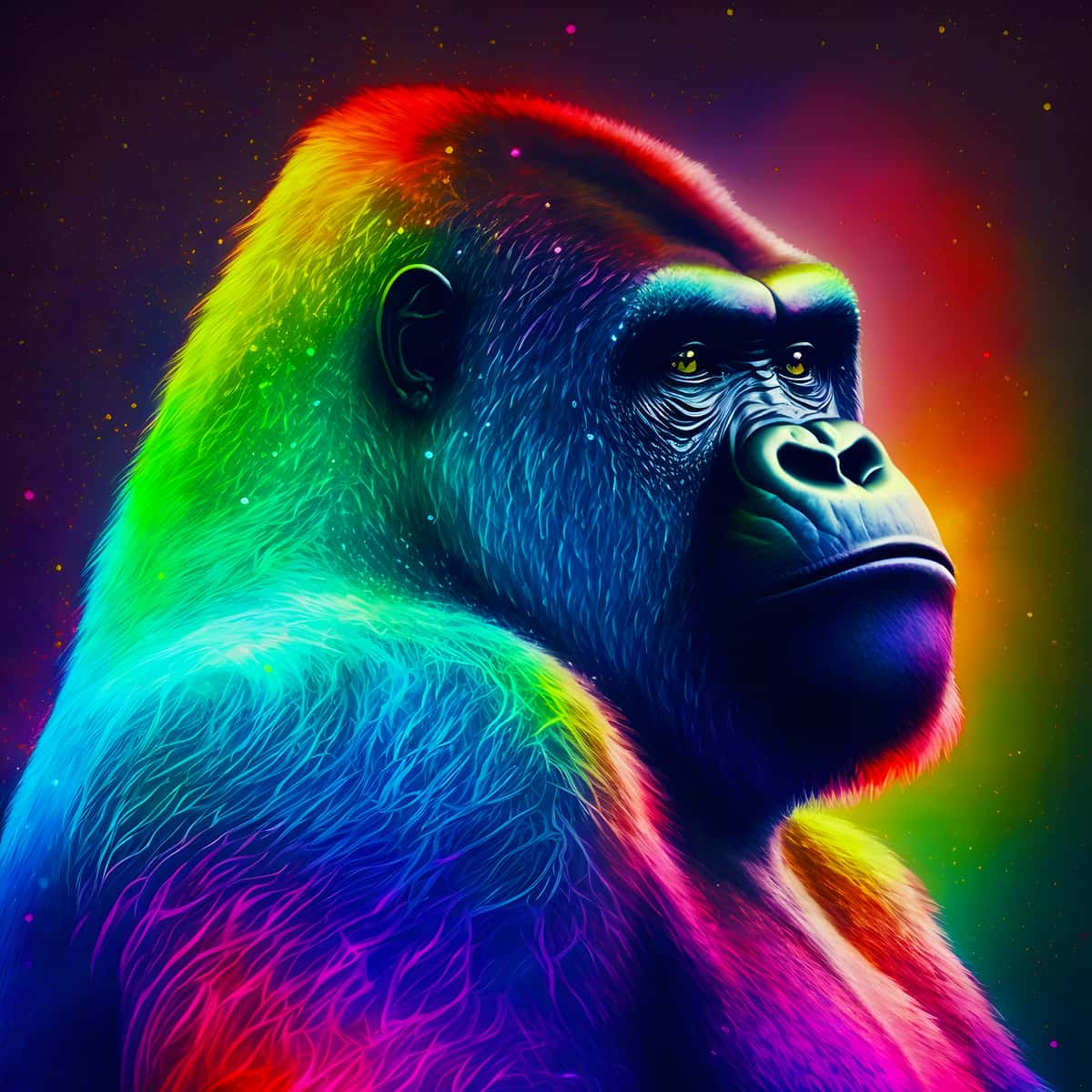 AB Diamond Painting - Neon Gorilla - gedruckt in Ultra-HD - AB Diamond, Affe, Neu eingetroffen, Quadratisch, Tiere