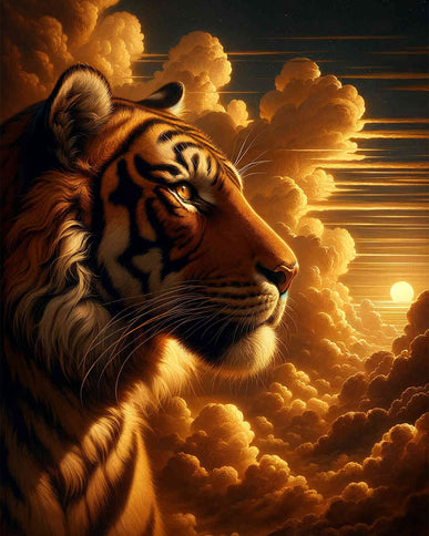 Diamond Painting - Tiger schaut in den Himmel