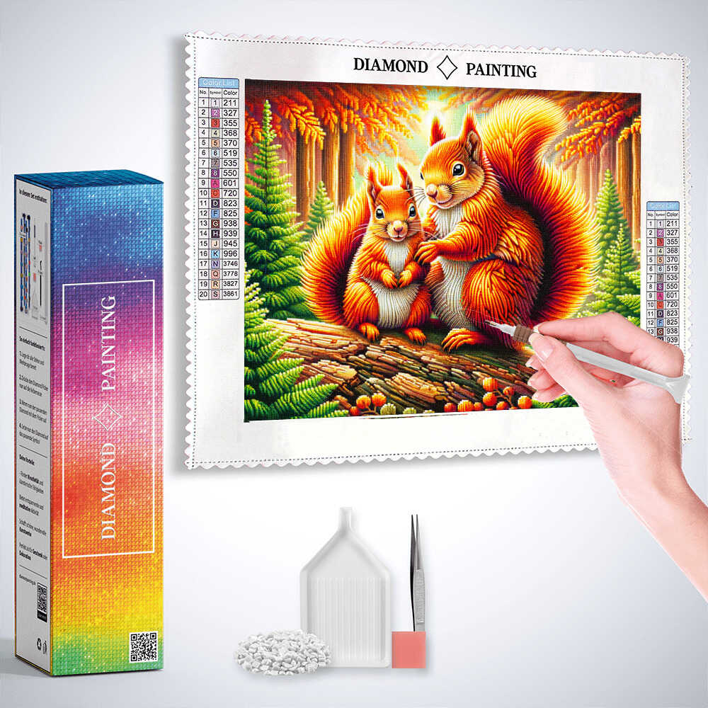 Diamond Painting - Eichhörnchenpaar