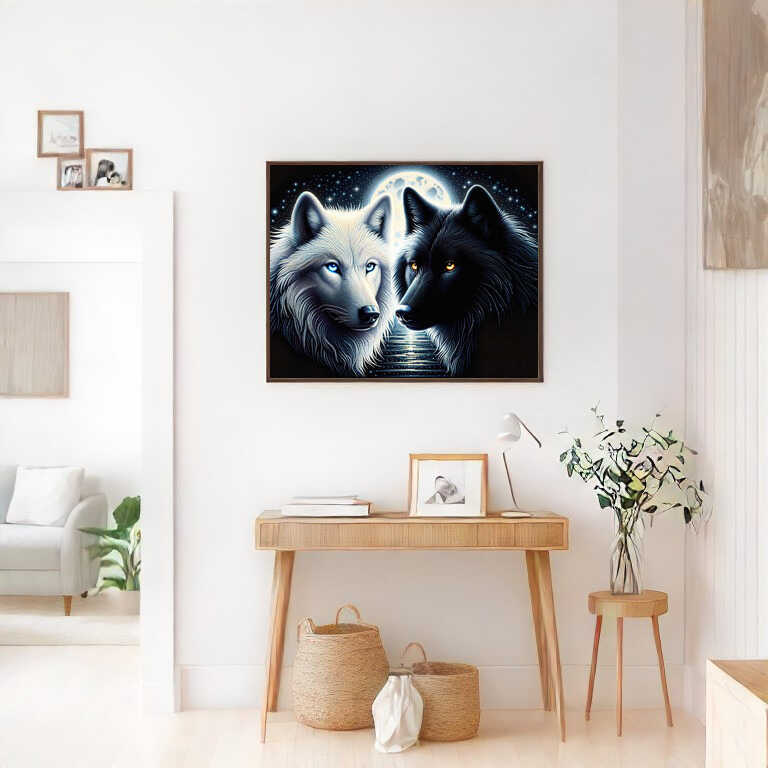 Diamond Painting - Wölfe Weiß und Schwarz