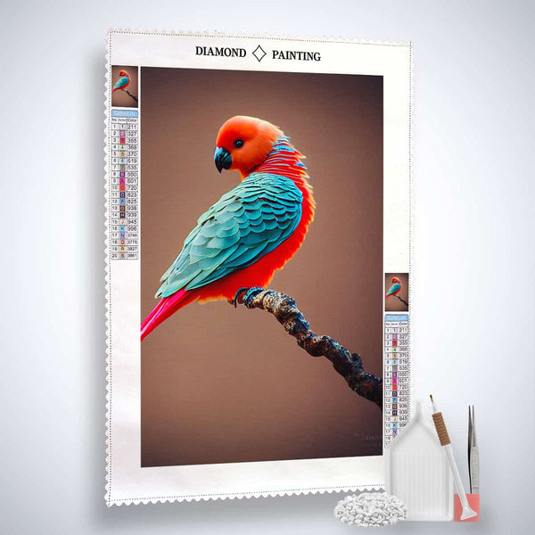 AB Diamond Painting - Bunter Vogel auf Ast 2 - gedruckt in Ultra-HD - AB Diamond, Neu eingetroffen, Tiere, Vertikal, Vogel