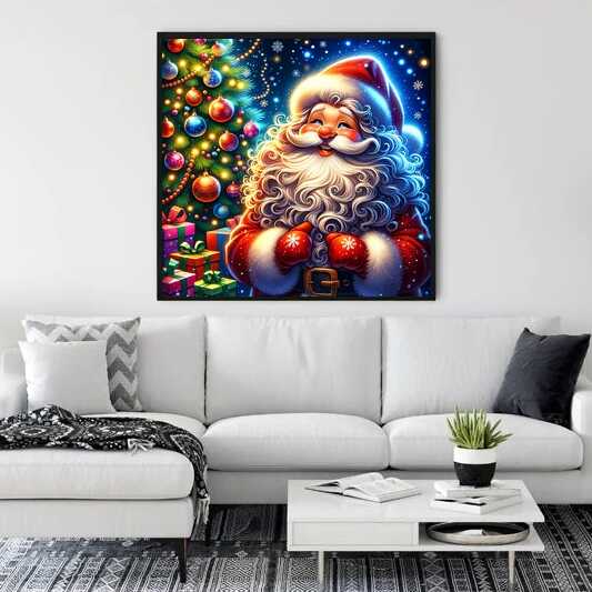 Diamond Painting - Merry Christmas Weihnachtsmann mit Baum