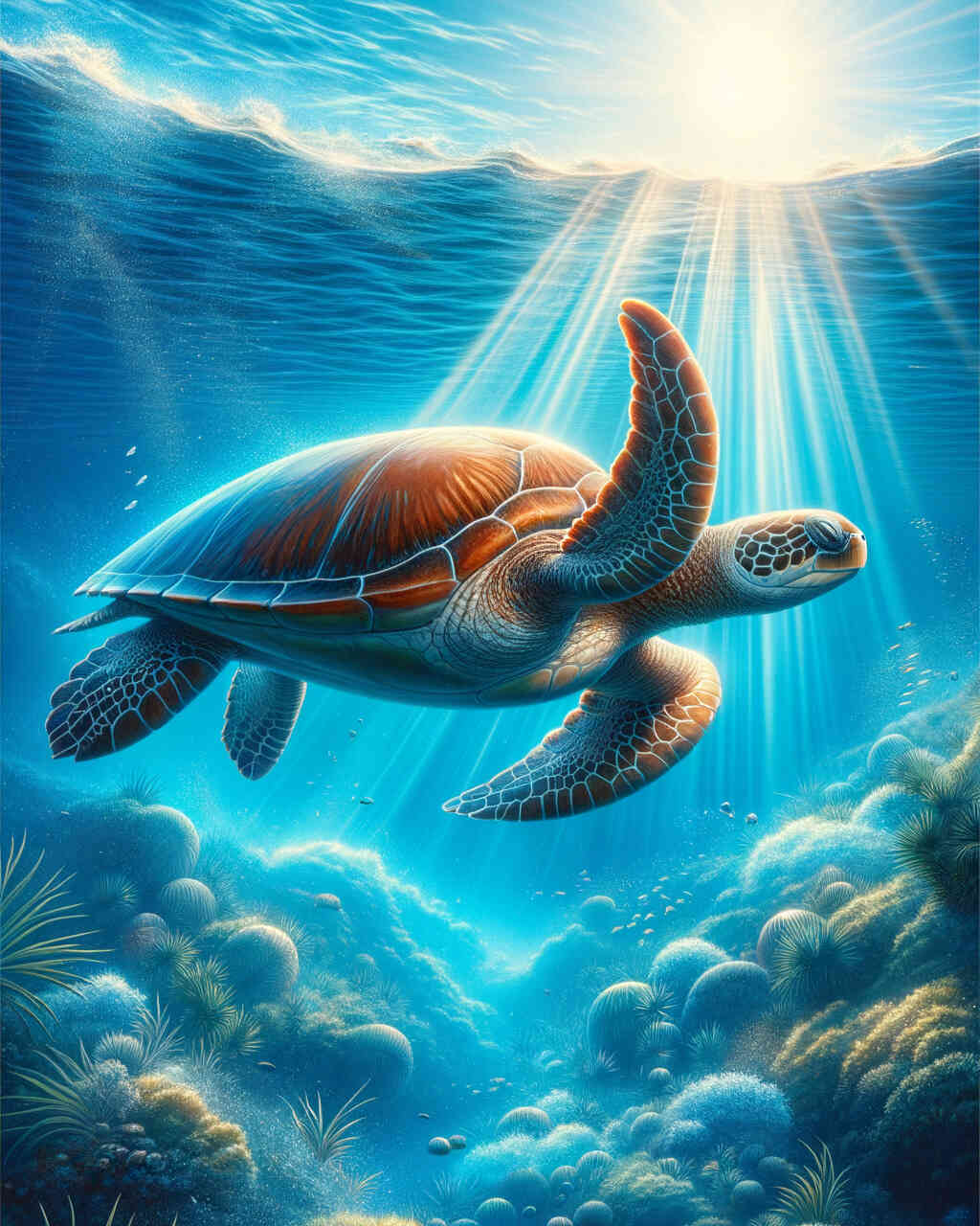 Meeresschildkröte schwimmt im Ozean