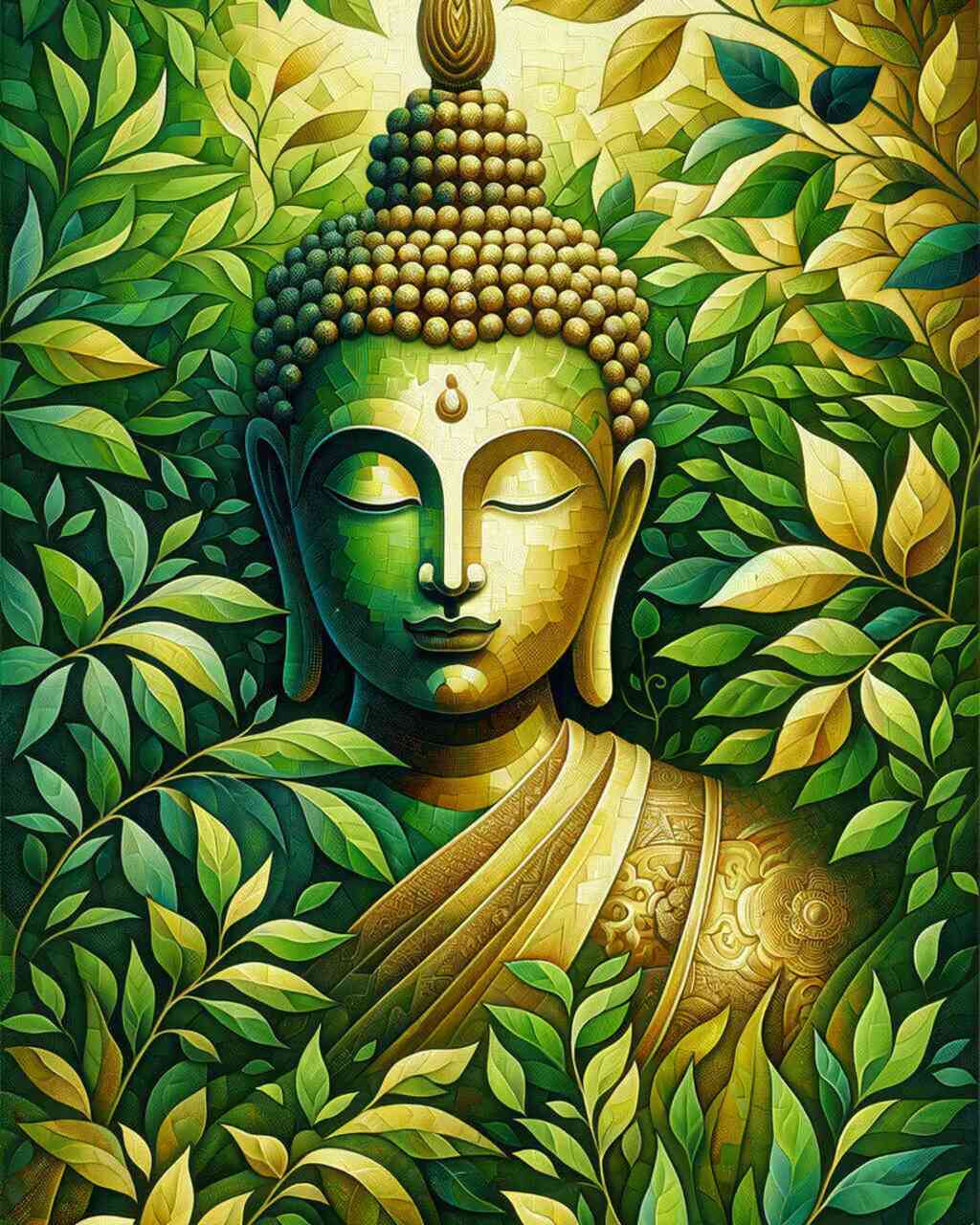 Diamond Painting - Buddha mit Pflanze