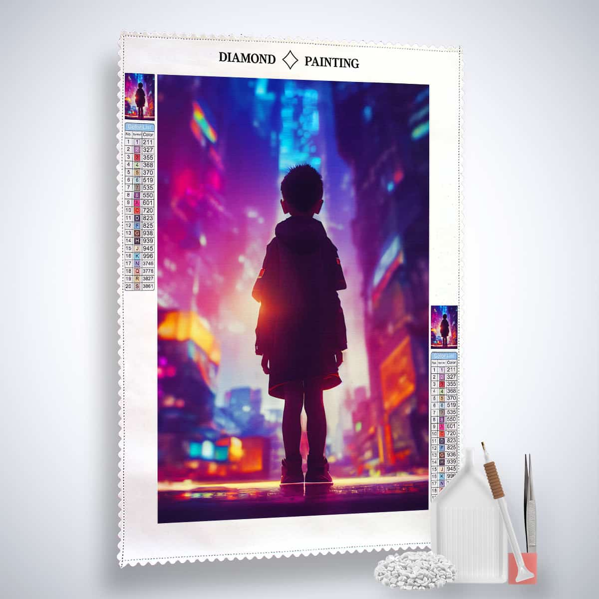 Diamond Painting - Junge blickt auf Stadt - gedruckt in Ultra-HD - Menschen, Neu eingetroffen, Stadt, Vertikal