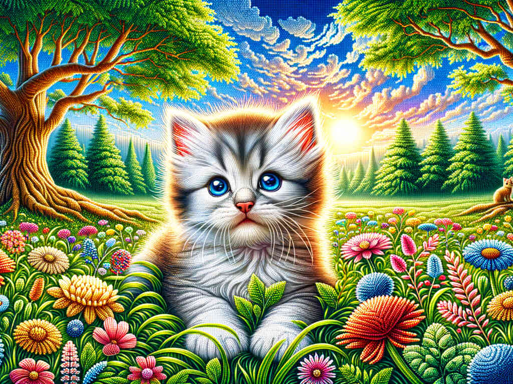 Diamond Painting - Kitty In Flowers