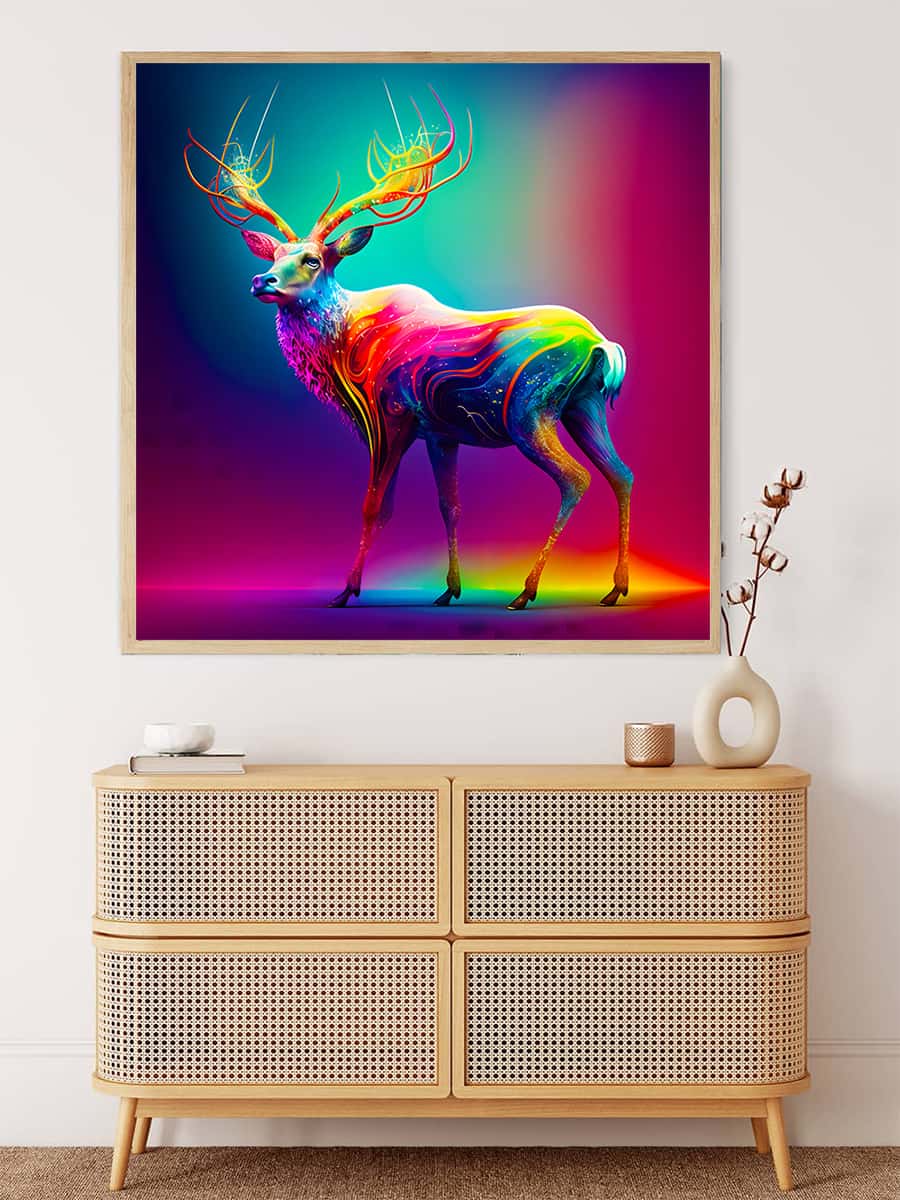 AB Diamond Painting - Regenbogenhirsch im Licht - gedruckt in Ultra-HD - AB Diamond, Hirsch, Neu eingetroffen, Quadratisch, Tiere