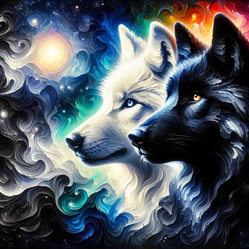 Diamond Painting - Schwarze und weiße Wölfe