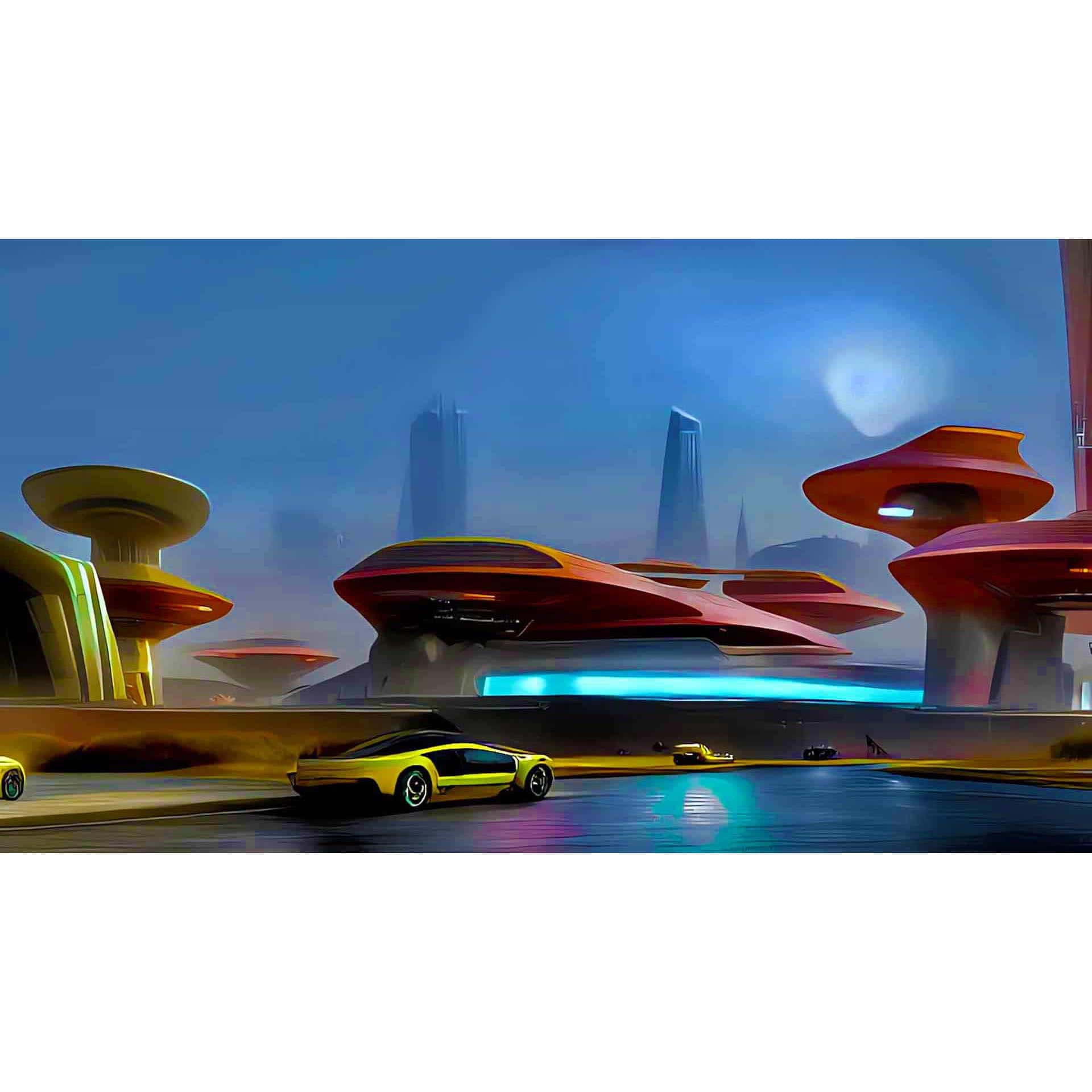Diamond Painting - Futurezone - gedruckt in Ultra-HD - Auto, Fantasy, Horizontal, Zukunft