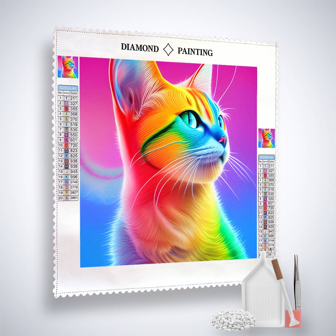 Diamond Painting - Regenbogenkätzchen - gedruckt in Ultra-HD - Katze, Quadratisch, Tiere, trendbilder