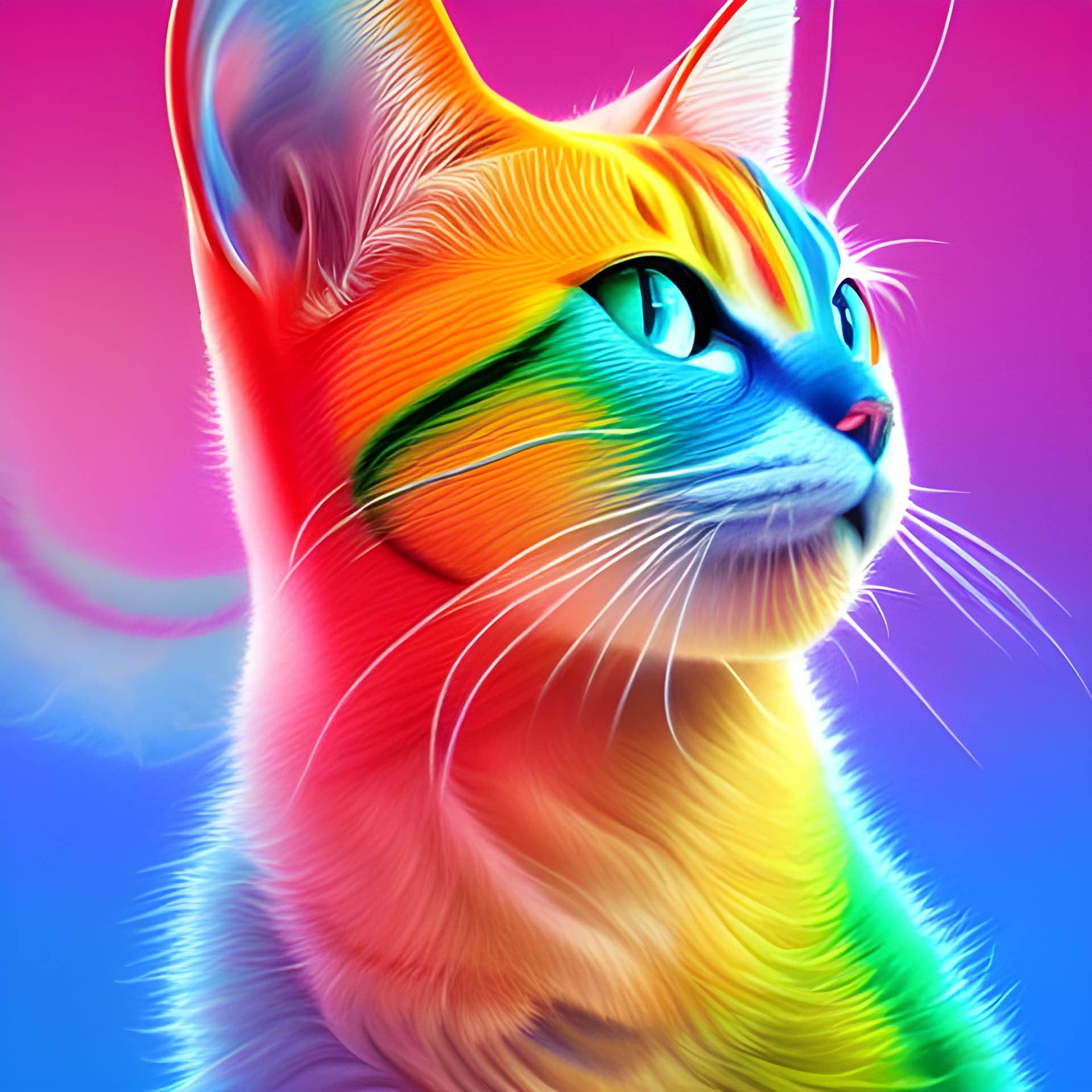 Malen nach Zahlen - Regenbogenkätzchen - hochwertige Leinwand - Katze, Quadratisch, Tiere, trendbilder