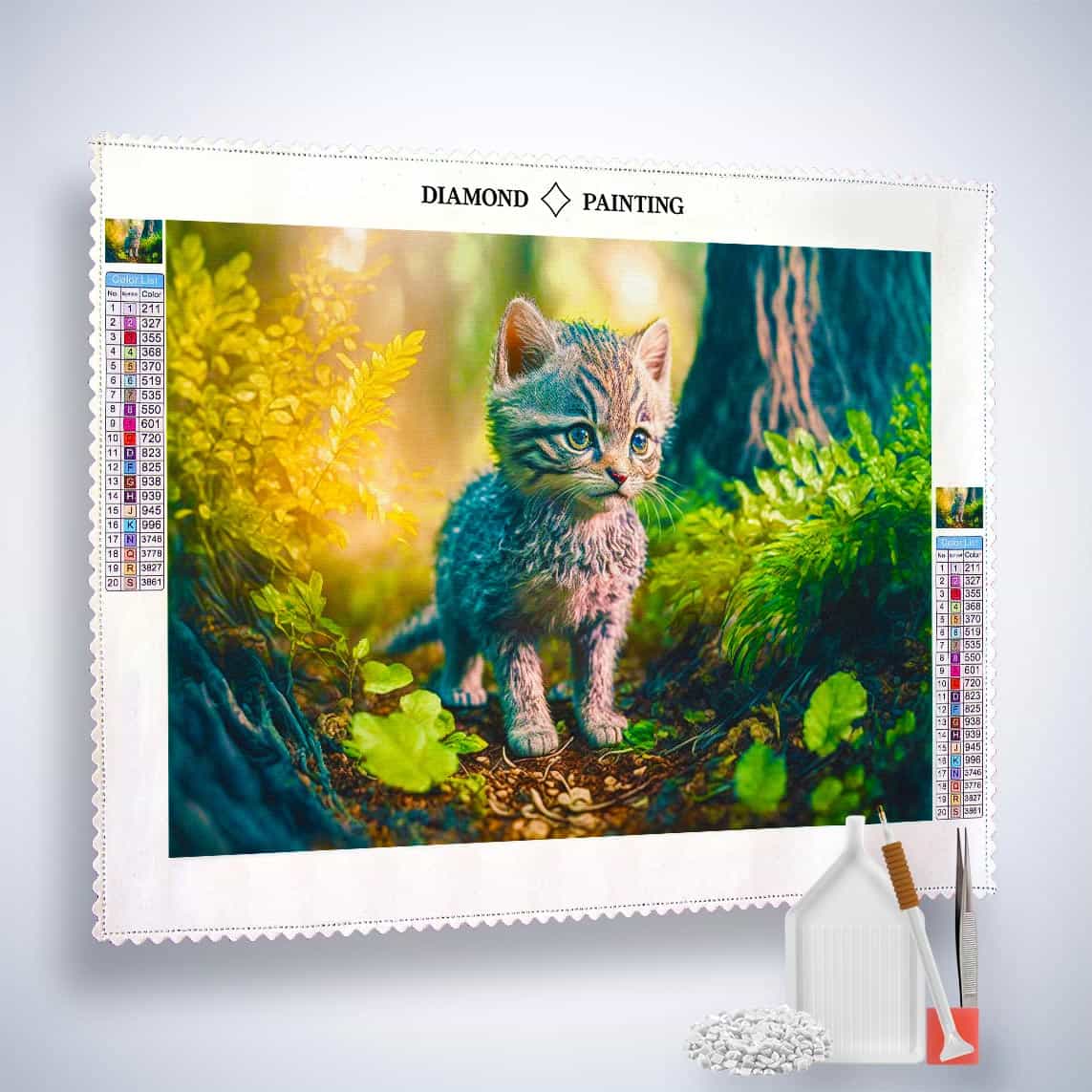 Diamond Painting - Wildkätzchen, Wald - gedruckt in Ultra-HD - Horizontal, Katze, Tiere