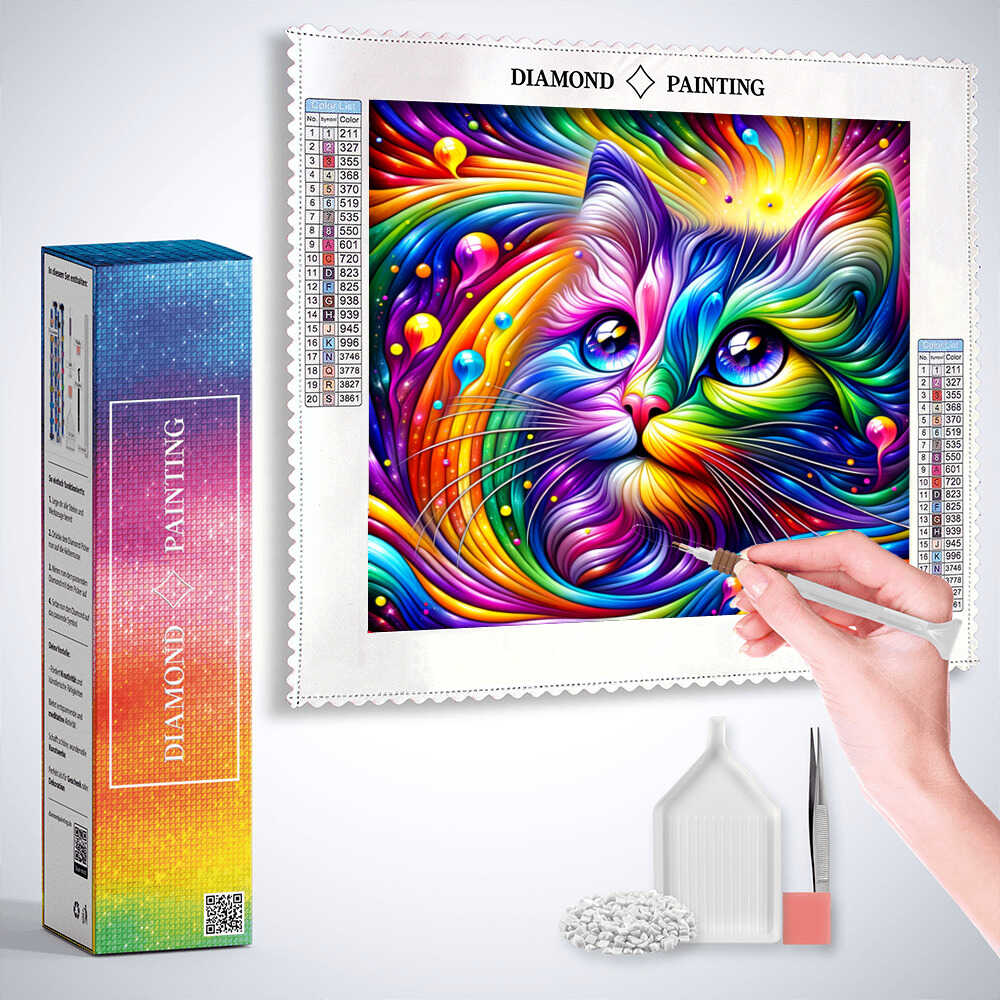 Diamond Painting - Regenbogenkatze