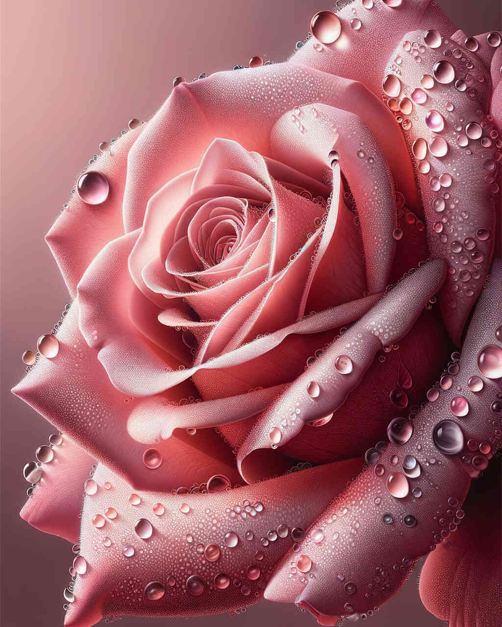 Diamond Painting - Rosa Rose, Wassertropfen