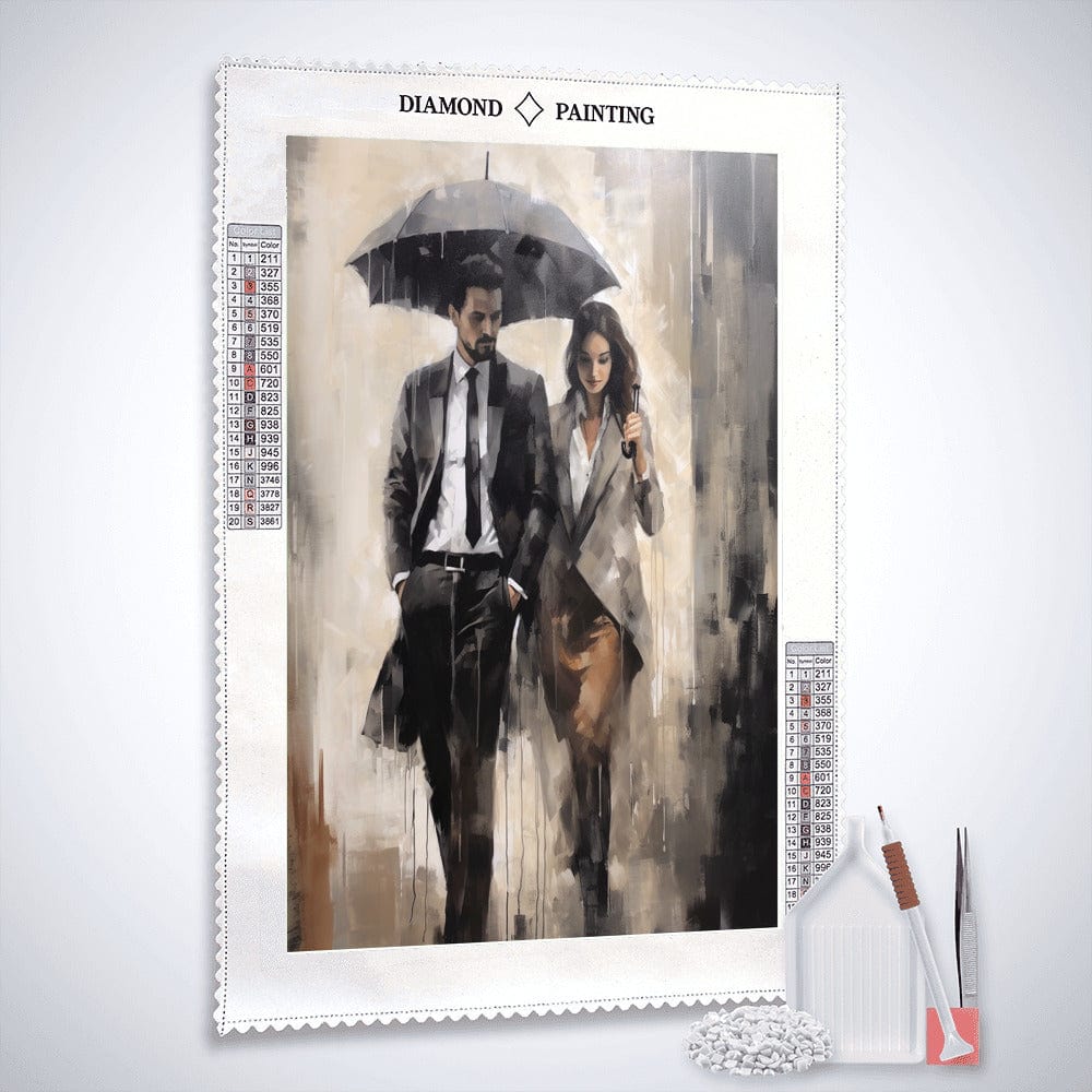 Diamond Painting - Mann mit Frau, Regenschirm
