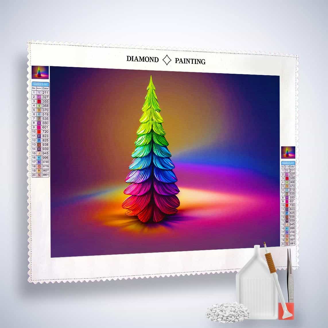 Diamond Painting - Bunter Weihnachtsbaum, Abstrakt - gedruckt in Ultra-HD - Abstrakt, Horizontal, Weihnachten