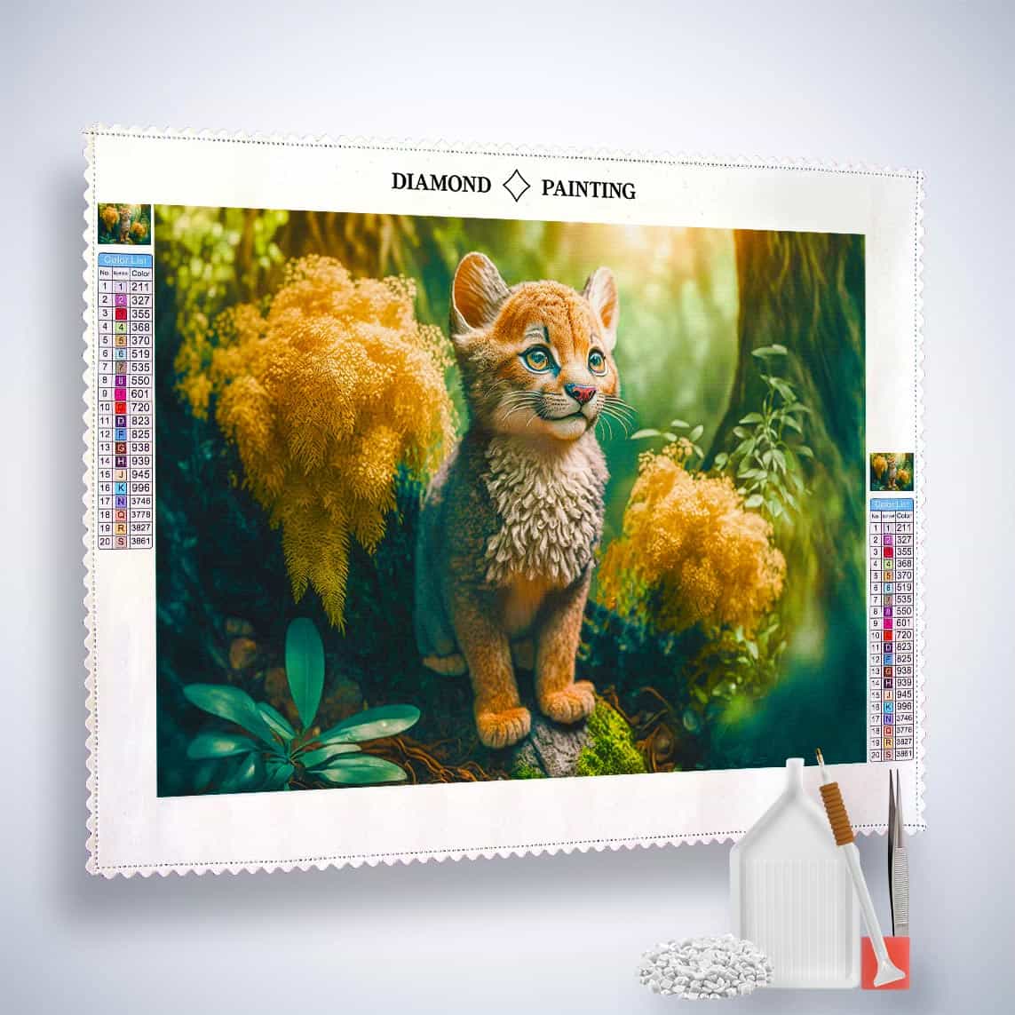 Diamond Painting - Luchs sitzt auf Stamm - gedruckt in Ultra-HD - Horizontal, Luchs, Tiere