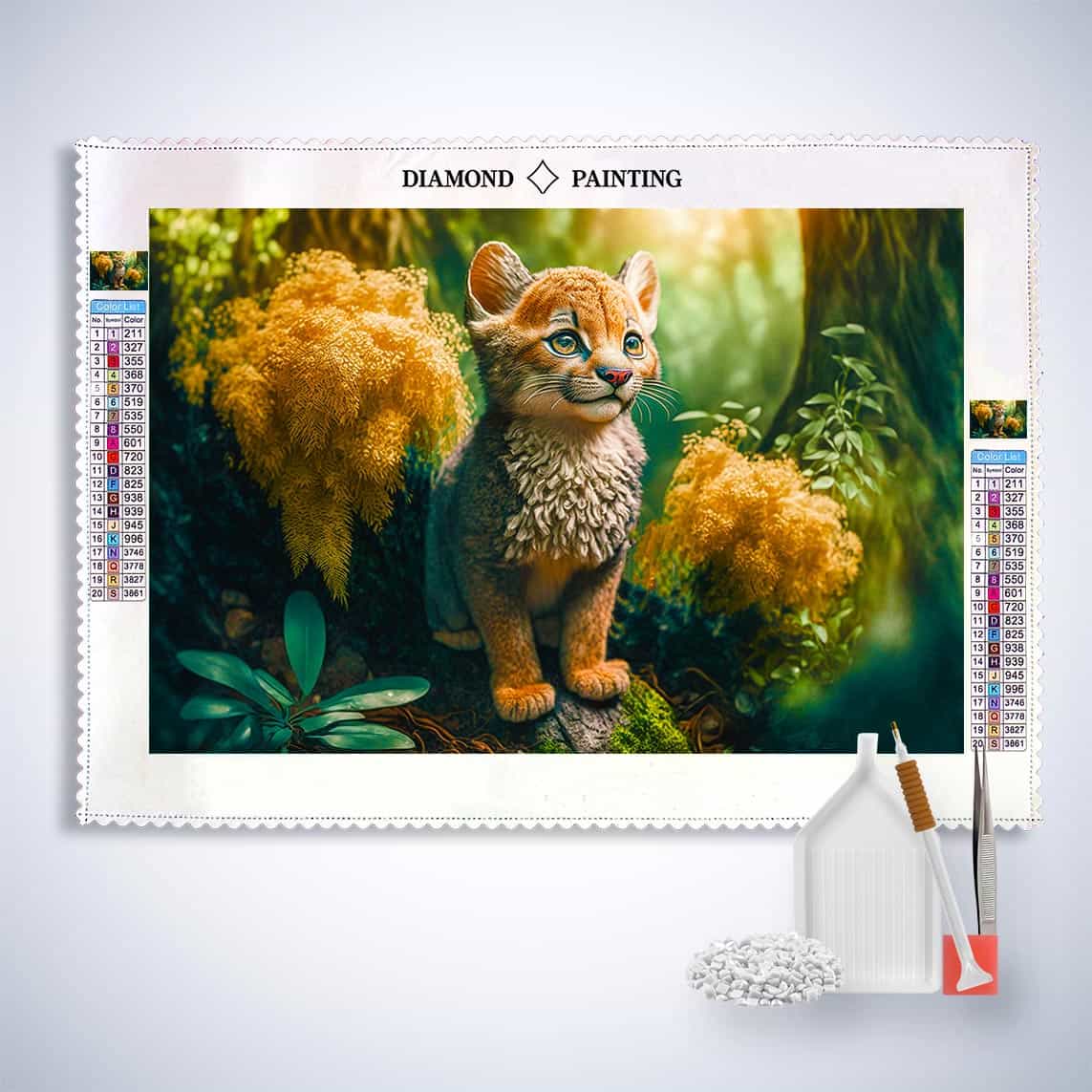 Diamond Painting - Luchs sitzt auf Stamm - gedruckt in Ultra-HD - Horizontal, Luchs, Tiere