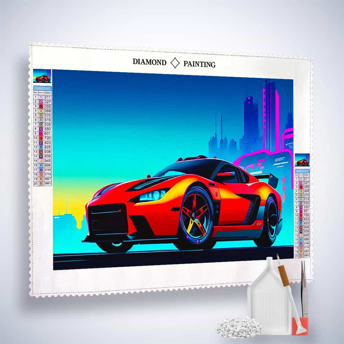Diamond Painting - Sportauto, Orange - gedruckt in Ultra-HD - Auto, Horizontal