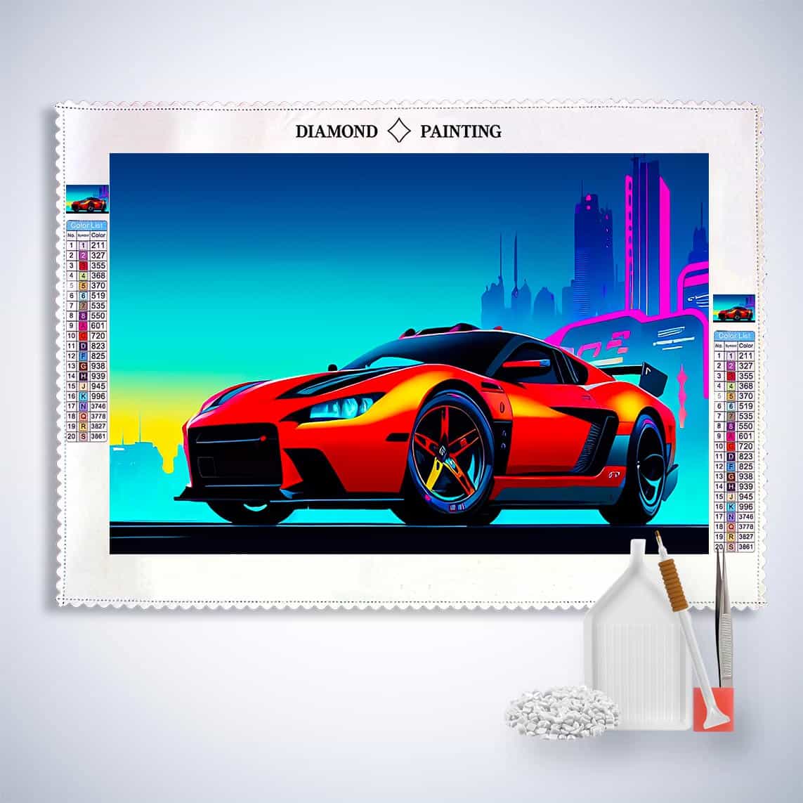 Diamond Painting - Sportauto, Orange - gedruckt in Ultra-HD - Auto, Horizontal
