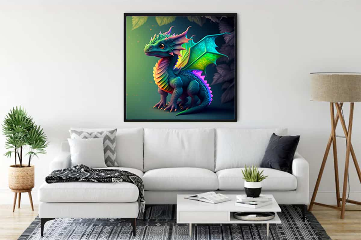 Diamond Painting - Silberflügel - gedruckt in Ultra-HD - Drachen, Fantasy, Neu eingetroffen, Quadratisch