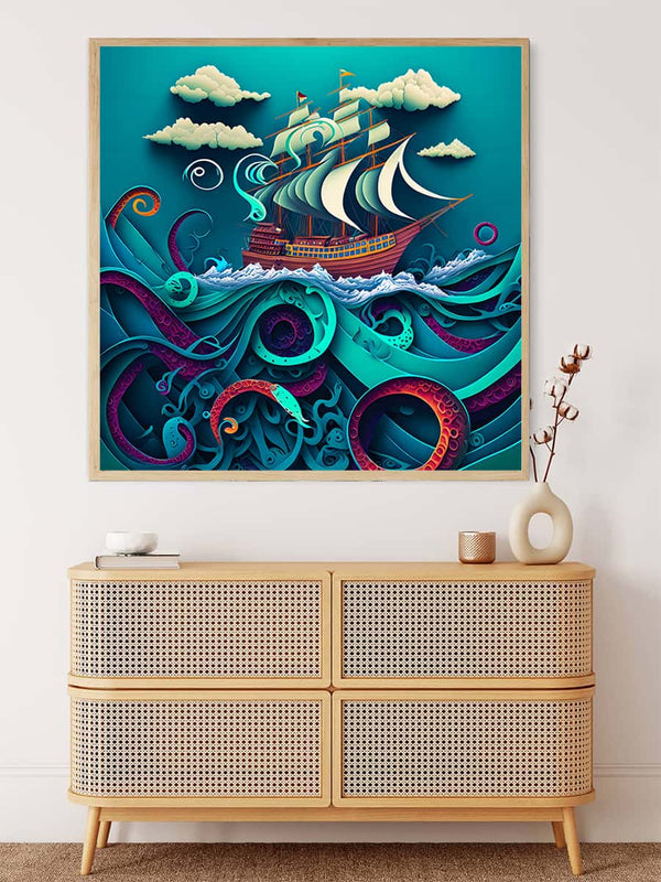 Malen nach Zahlen - Tiefsee Papartart - hochwertige Leinwand - 170523, Abstrakt, Meer, Neu eingetroffen, Quadratisch, Retro