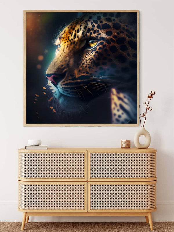 Malen nach Zahlen - Seitlicher Blick vom Leopard - hochwertige Leinwand - 170523, Leopard, Neu eingetroffen, Quadratisch, Tiere