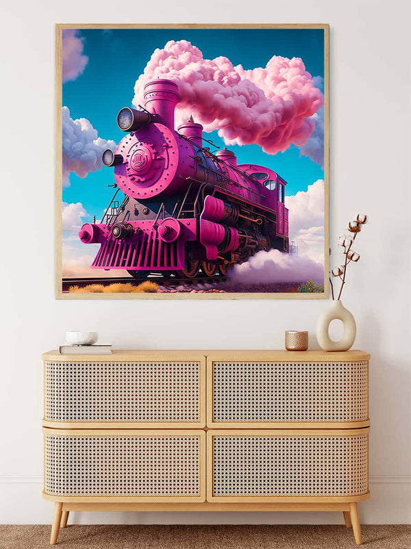 Malen nach Zahlen - Pinker Fantasyzug - hochwertige Leinwand - 170523, Neu eingetroffen, Quadratisch, Zug
