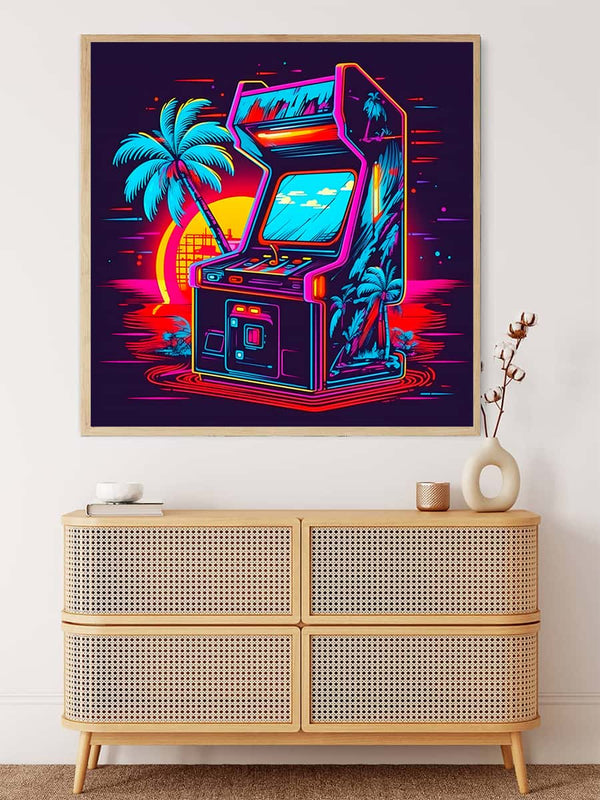 Malen nach Zahlen - Spielautomat Neon - hochwertige Leinwand - 170523, Comic, Neu eingetroffen, Quadratisch, Retro