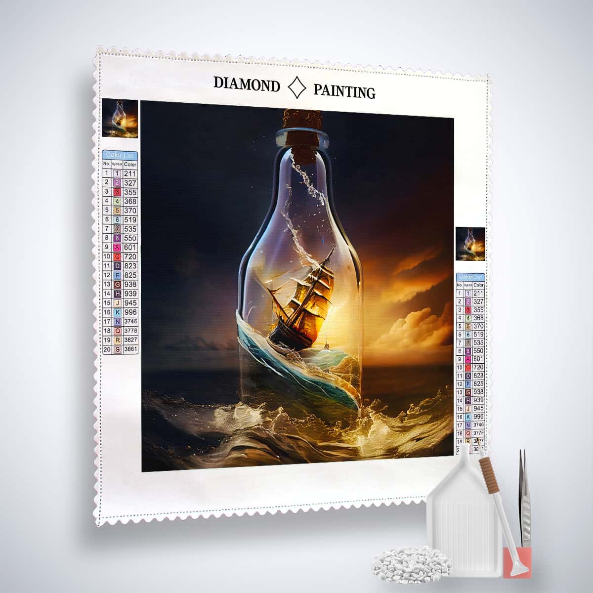 Diamond Painting - Schiff im Glas - gedruckt in Ultra-HD - Blumen, Neu eingetroffen, Quadratisch, Schiff, Schiffe