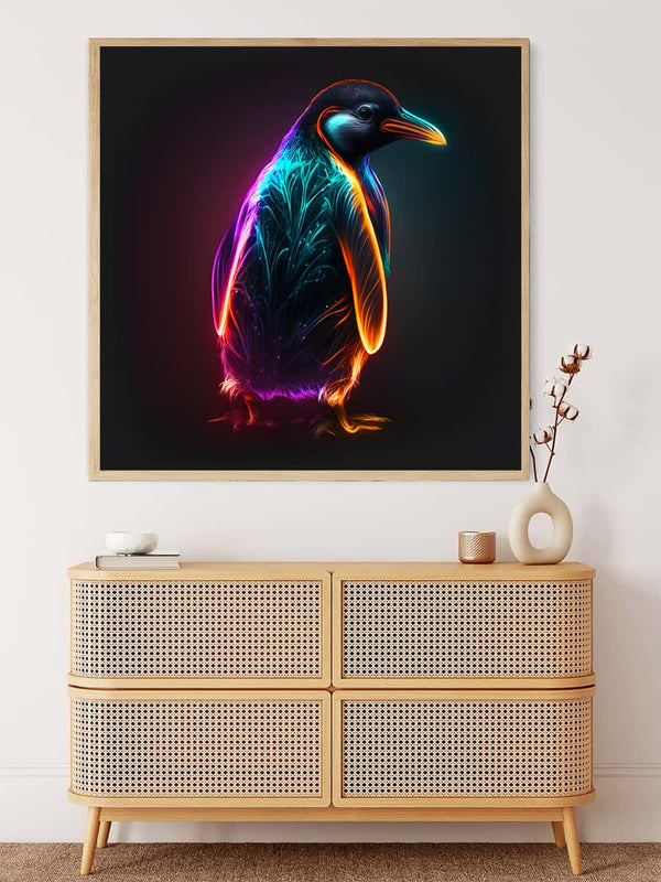 Malen nach Zahlen - Neon Pinguin - hochwertige Leinwand - 170523, Neu eingetroffen, Pinguin, Quadratisch, Tiere