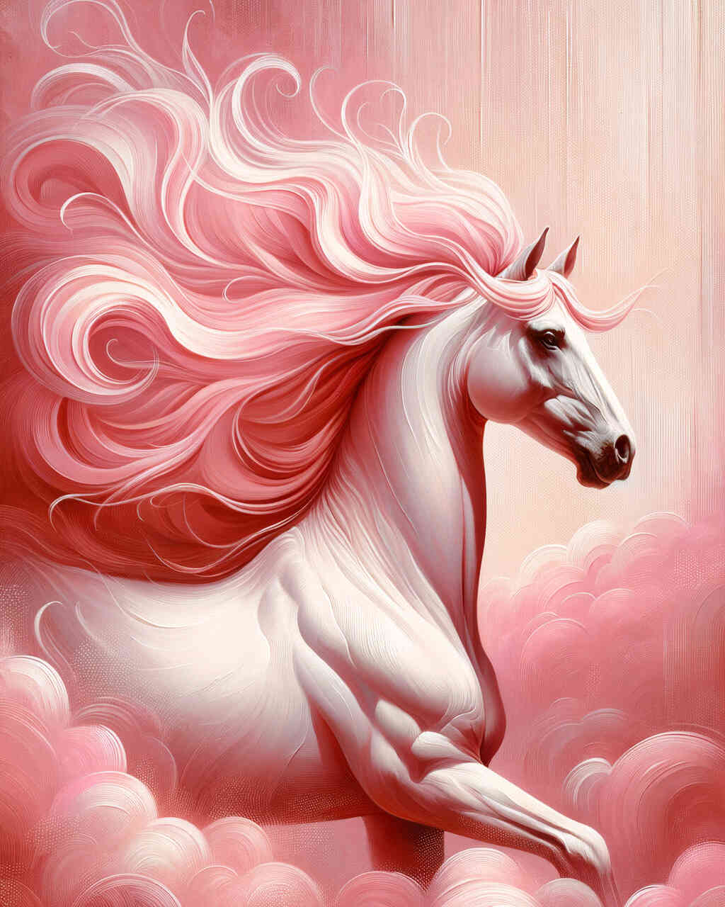 Diamond Painting - Rosa und weißes Pferd