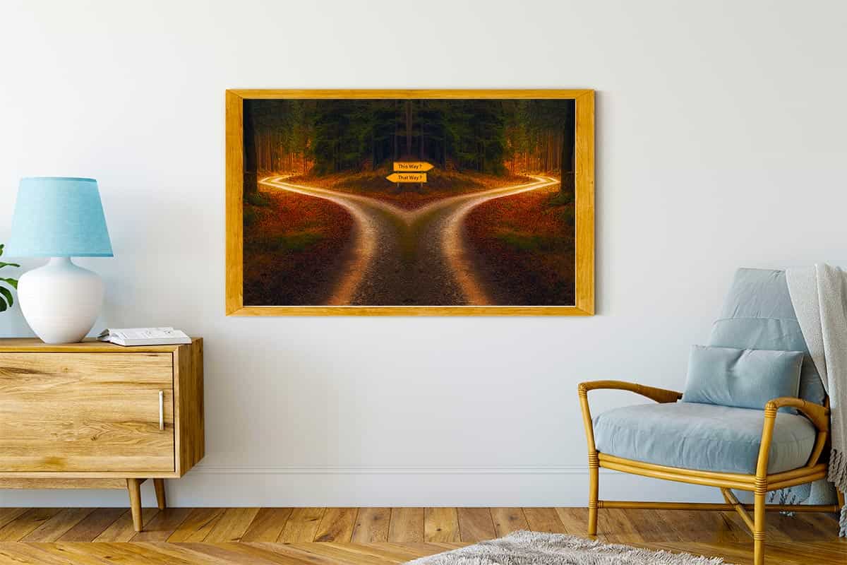 Diamond Painting - Weggabelung - gedruckt in Ultra-HD - Horizontal, Landschaft, Sprüche