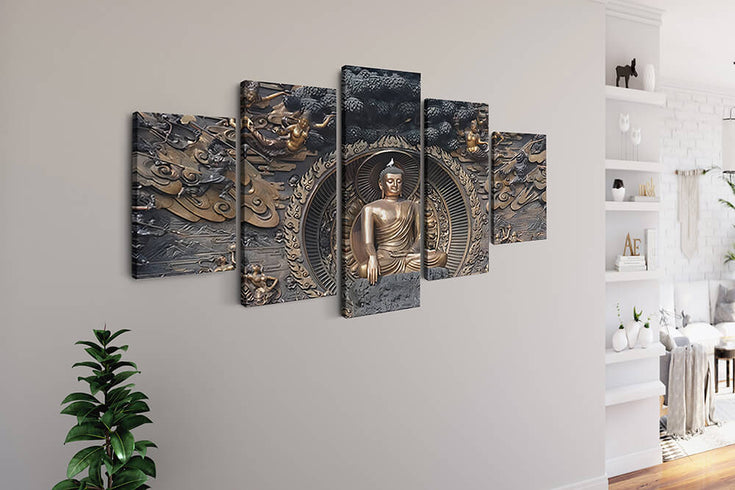 Diamond Painting 5 teilig - Buddha, Eindrucksvoll elegant - gedruckt in Ultra-HD - multi5
