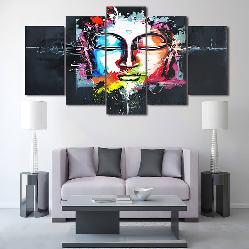 Diamond Painting 5 teilig - Buddha, in bunter Farbe - gedruckt in Ultra-HD - multi5