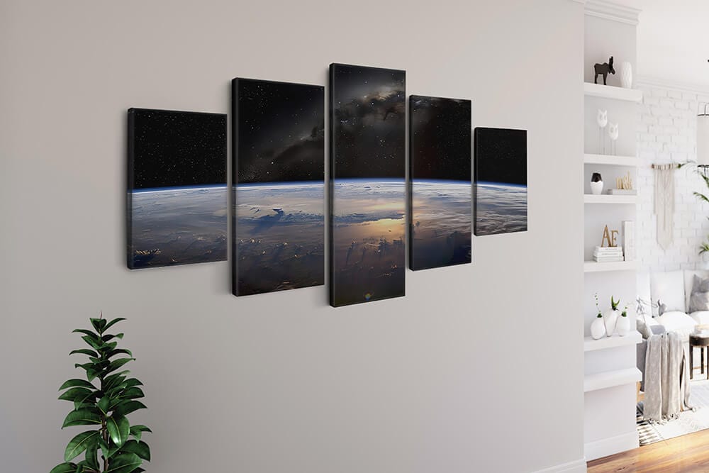 Diamond Painting 5 teilig - Die Erde mit den Wolken, von oben - gedruckt in Ultra-HD - multi5