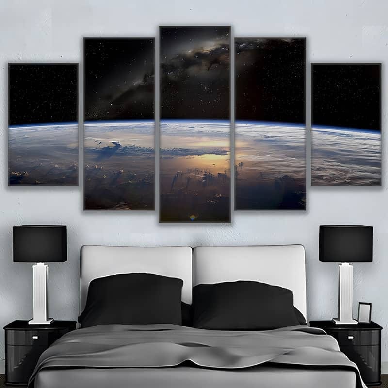 Diamond Painting 5 teilig - Die Erde mit den Wolken, von oben - gedruckt in Ultra-HD - multi5